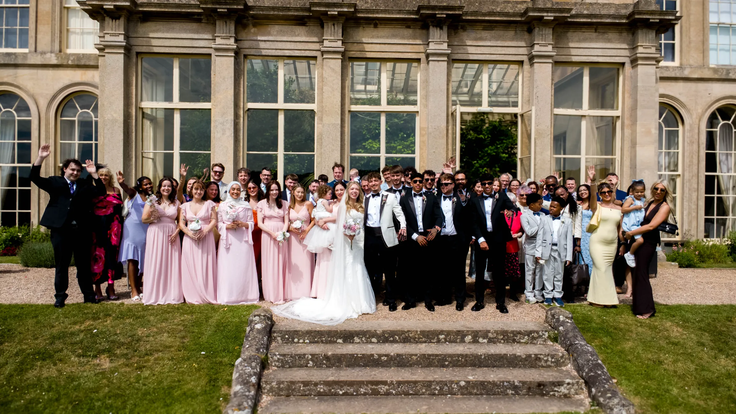 Aerial drone wedding photograph by Josie Kavanagh, Cambridge wedding photographer