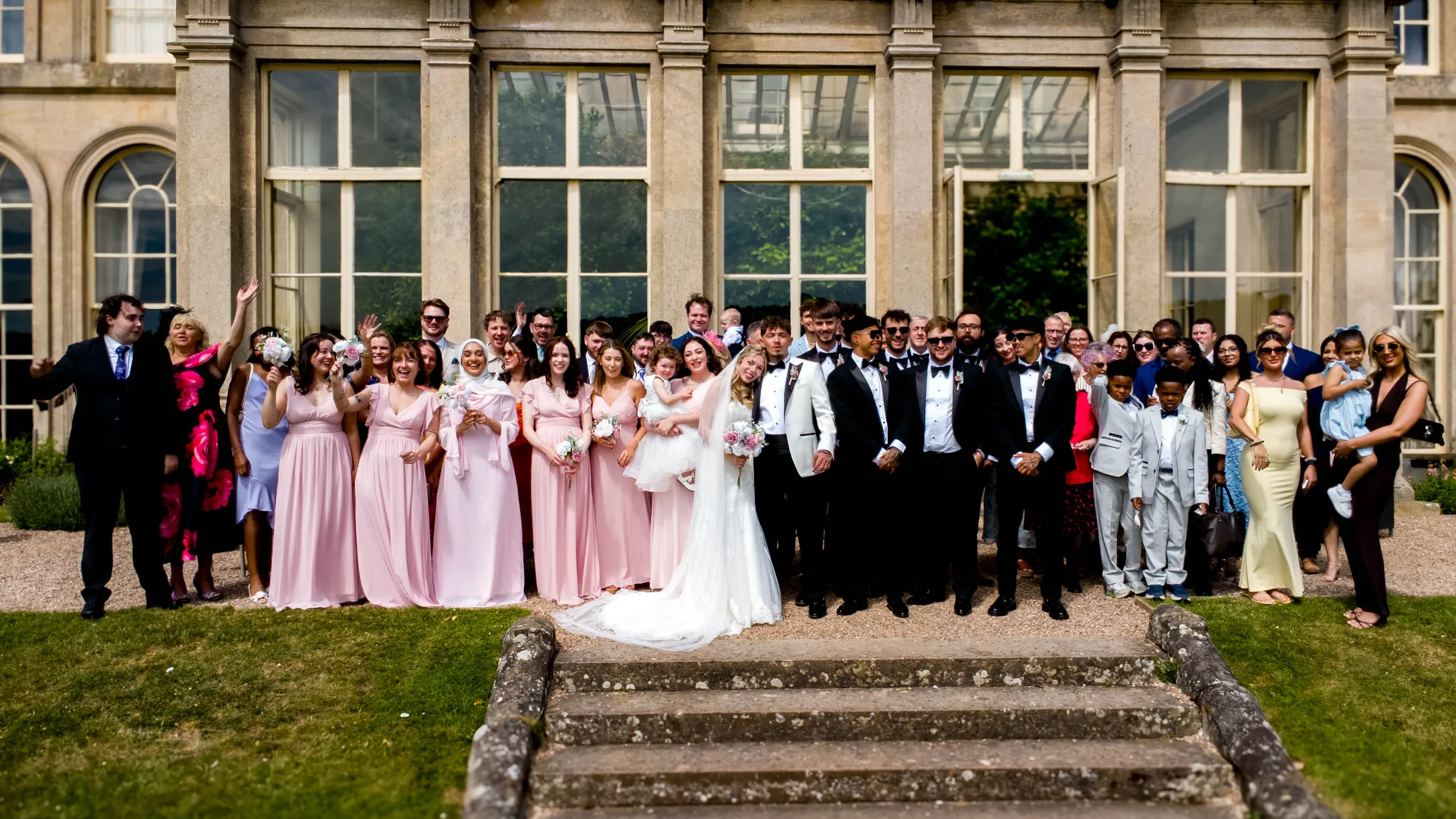 Aerial drone wedding photograph by Josie Kavanagh, Cambridge wedding photographer